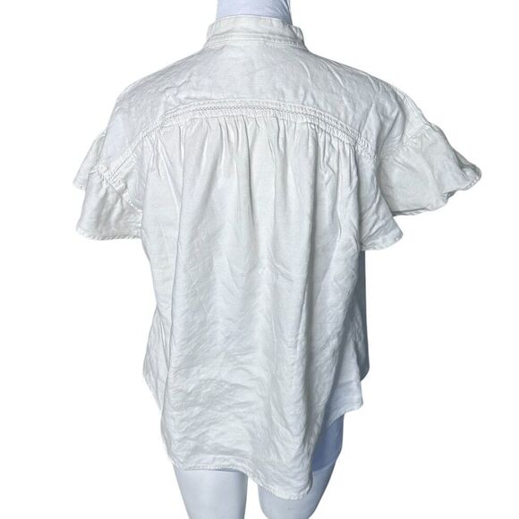Anthropologie Maeve XS snow white top linen blend - Picture 2 of 6